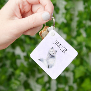 Cute Nordic Fox with Floral Markings Key Ring