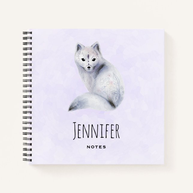Cute Nordic Fox with Floral Markings Notebook (Front)