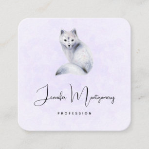 Cute Nordic Fox with Floral Markings Square Business Card