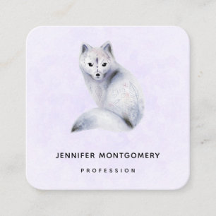 Cute Nordic Fox with Floral Markings Square Business Card