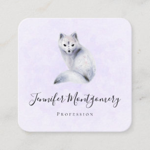 Cute Nordic Fox with Floral Markings Square Square Business Card