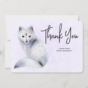 Cute Nordic Fox with Floral Markings Thank You Card