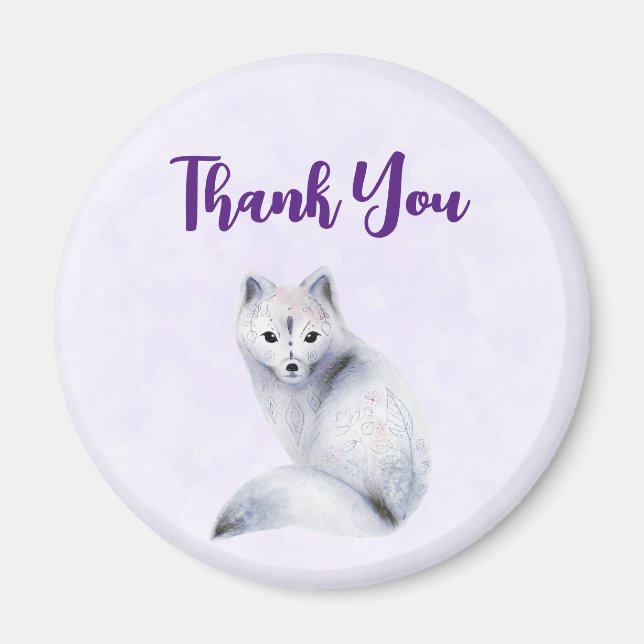 Cute Nordic Fox with Floral Markings Thank You Magnet (Front)