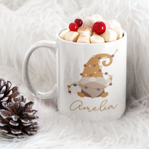 Cute Nordic Gnome Personalized Christmas  Coffee Mug
