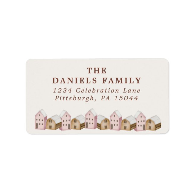 cute nordic scandi modern natural house address  l label (Front)