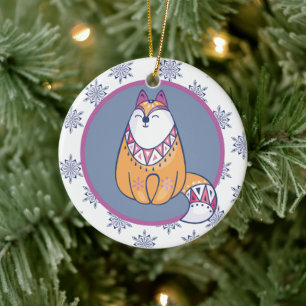 Cute Nordic Style Fox Kids Personalised Ceramic Ornament