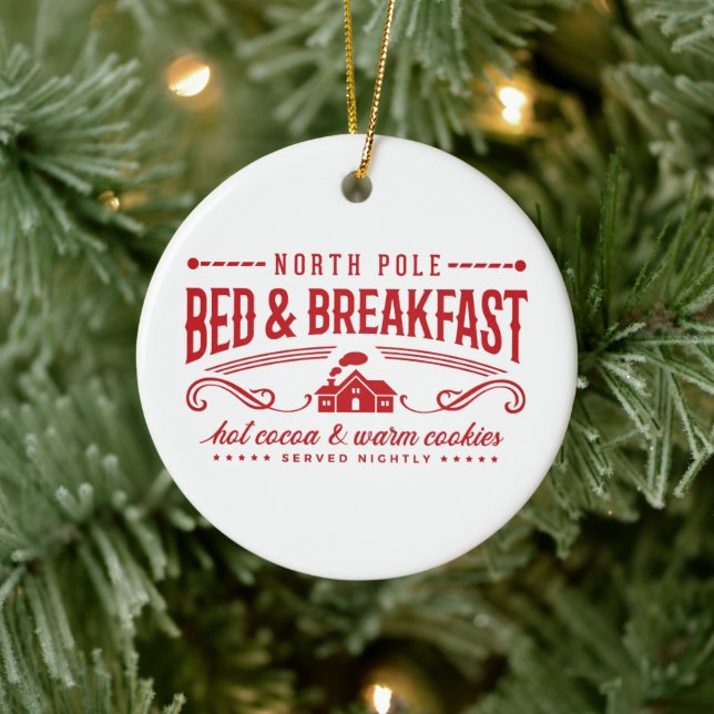 Cute North Pole Bed and Breakfast Ceramic Ornament (Tree)