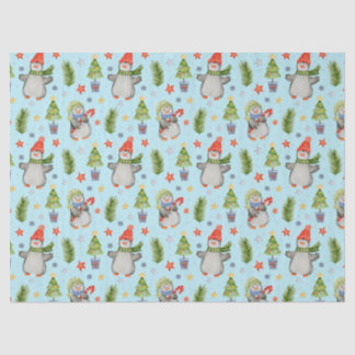 Cute North Pole Christmas Penguins Tissue Paper
