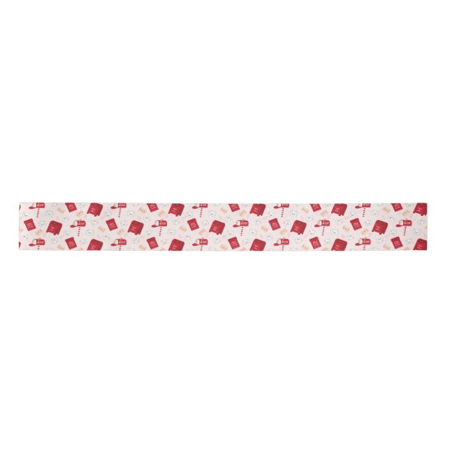 Cute North Pole Mail Christmas Pattern Satin Ribbon (Front)