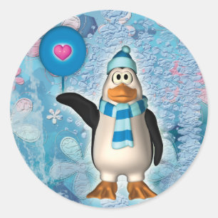 Cute north pole penguin with heart stickers