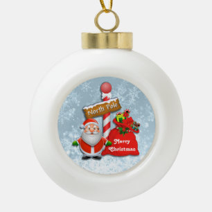 Cute North Pole Santa Ball Ornament