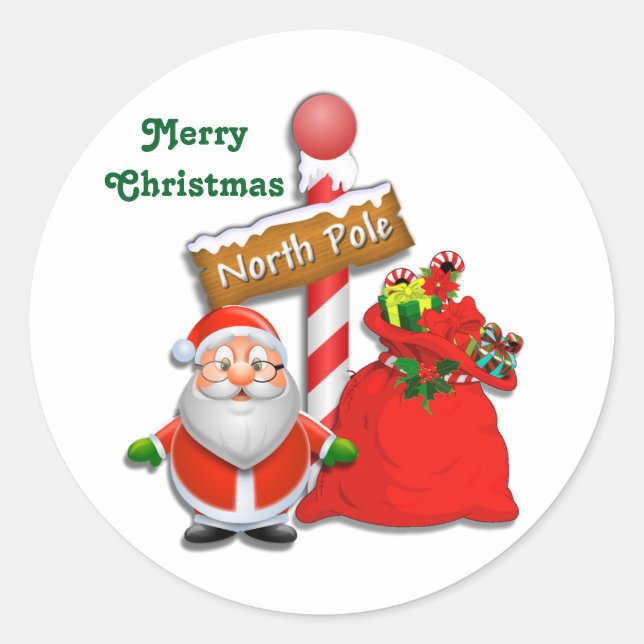 Cute North Pole Santa Custom Colour Stickers (Front)