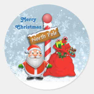 Cute North Pole Santa Stickers