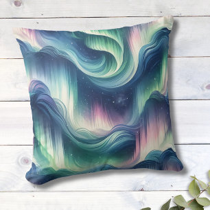 Cute Northern Lights Design, Navy, Green, Purple  Cushion