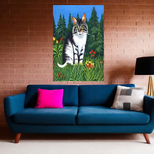 Cute Norwegian Forest cat    AI Art Poster