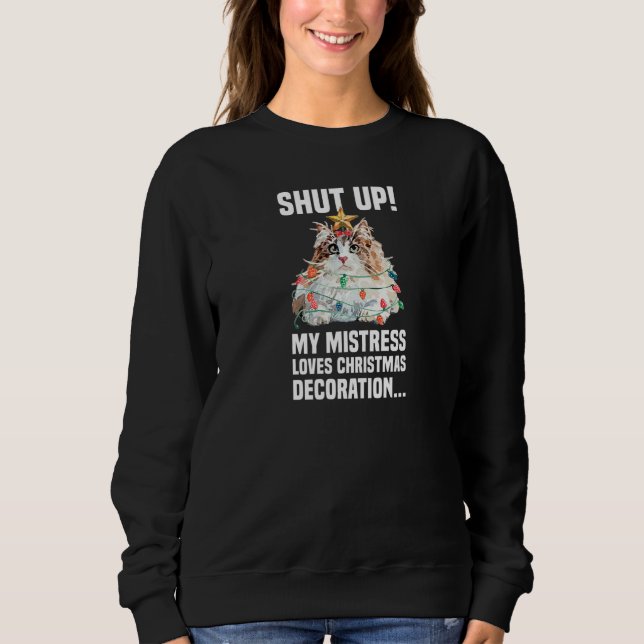 Cute Norwegian Forest Cat Fairy Lights Shut Up Dec Sweatshirt (Front)