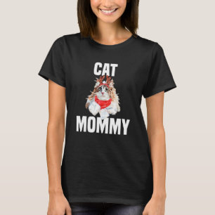 Cute Norwegian Forest Cat With Reindeer Costume Ca T-Shirt