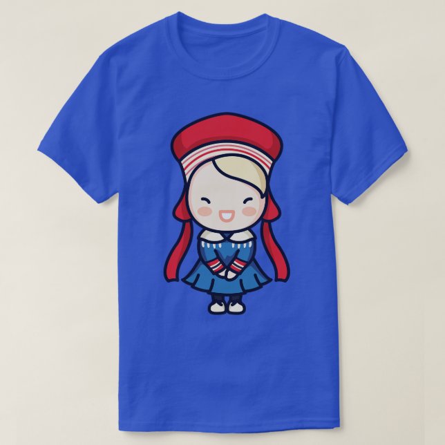 Cute Norwegian Girl in Traditional Clothing T-Shirt (Design Front)