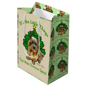 Cute Norwich Terrier Christmas Medium Gift Bag