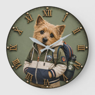 Cute Norwich Terrier Puppy Large Clock