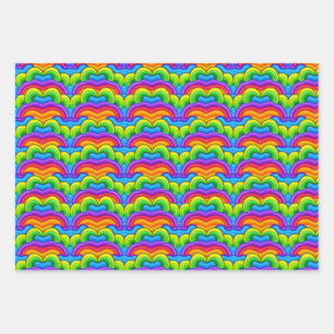 Cute Nostalgic Kids Rainbows Shapes Arches Pattern Wrapping Paper Sheet