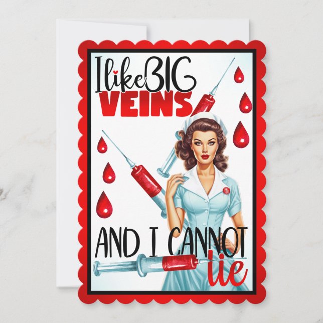 Cute Nostalgic Nurse I like Big Veins Thank You Card (Front)
