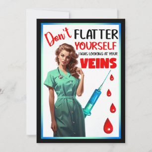 Cute Nostalgic Nurse Pinup_ Don't Flatter Yourself Invitation