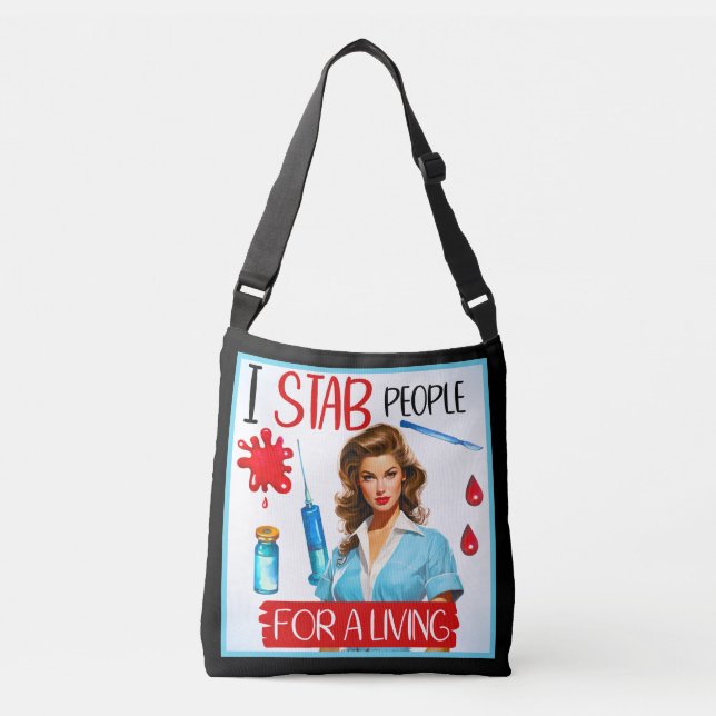Cute Nostalgic Nurse Pinup_  For a Living Crossbody Bag (Front)