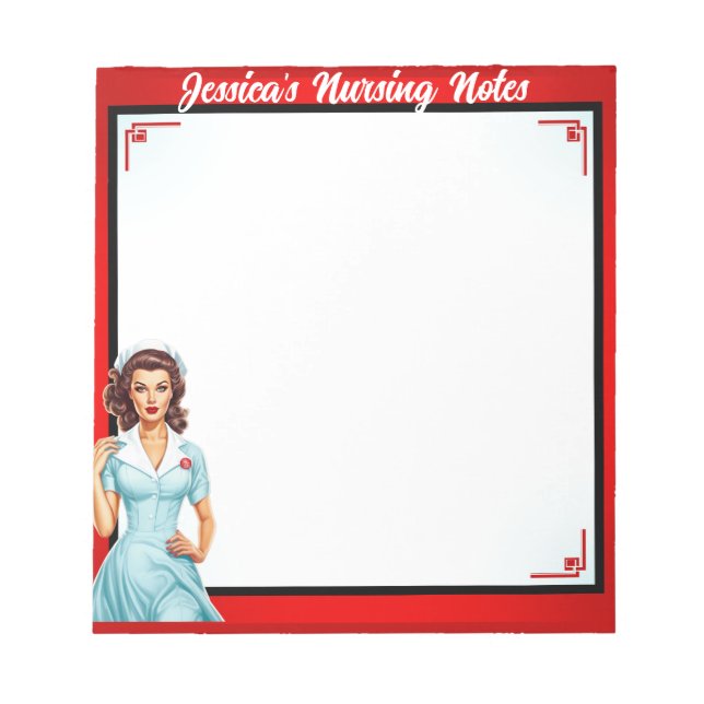 Cute Nostalgic Nurse Pinup_  I Like Big Veins Notepad (Front)