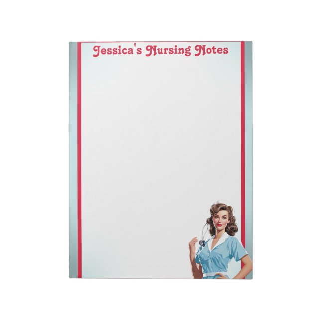 Cute Nostalgic Nurse Pinup_  I'm in Nursing School Notepad (Rotated)