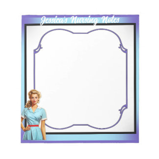 Cute Nostalgic Nurse Pinup In Nursing School Notepad