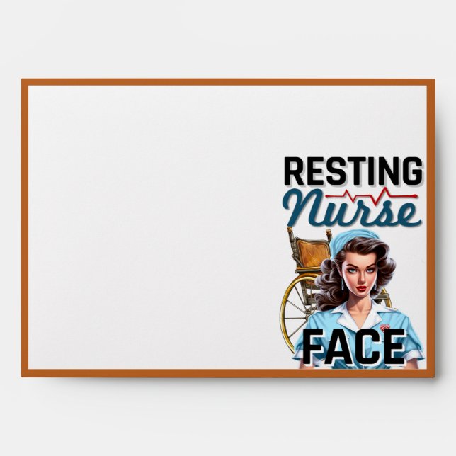 Cute Nostalgic Nurse Pinup Resting Nurse Face Envelope (Front)