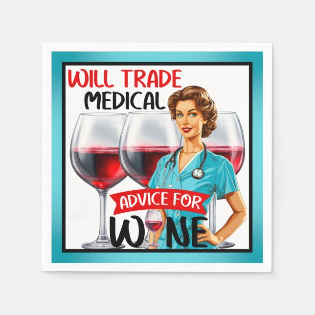 Cute Nostalgic Pinup Nurse _ Will Trade for Advice Napkin (Front)