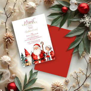 Cute Nostalgic Santa Gnome Christmas Brunch TMF26 Invitation