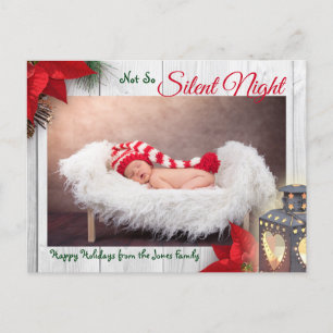 Cute Not So Silent Night Baby Christmas Photo Holiday Postcard