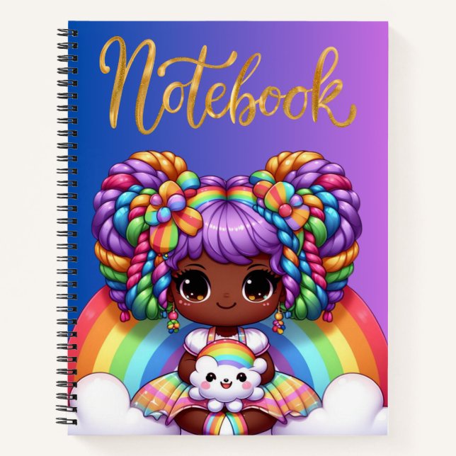 Cute notebook/Adorable Rainbow chibi girl  Notebook (Front)
