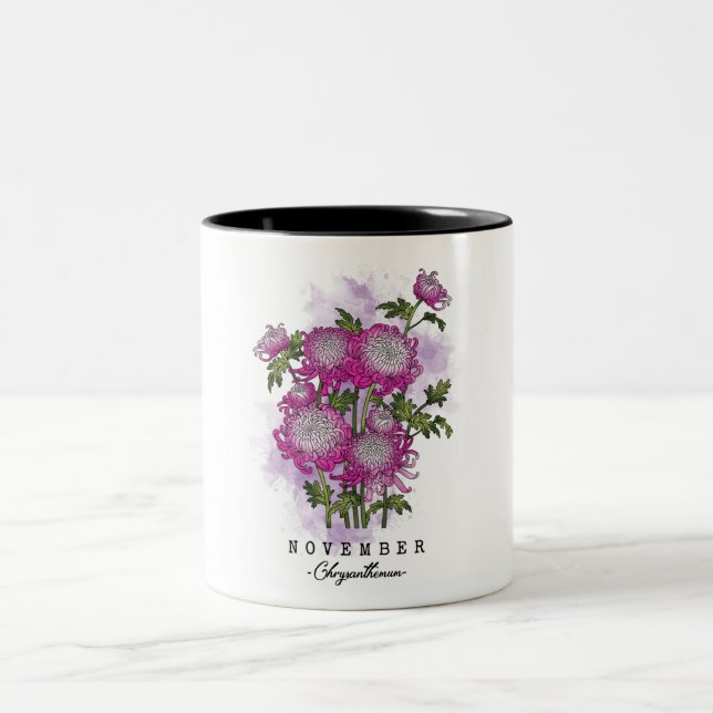 Cute November Flower Two-Tone Coffee Mug (Center)