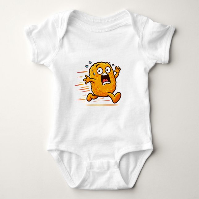 Cute Nugget Character Running Baby Bodysuit (Front)