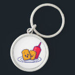 Cute Nuggets Smile With Sauce Cartoon  Key Ring<br><div class="desc">Cute Nuggets Smile With Sauce Cartoon</div>