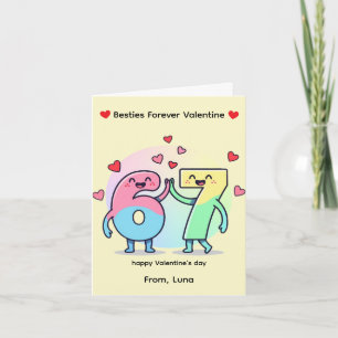 Cute Number 67 Characters - Friend Valentine's Day Card
