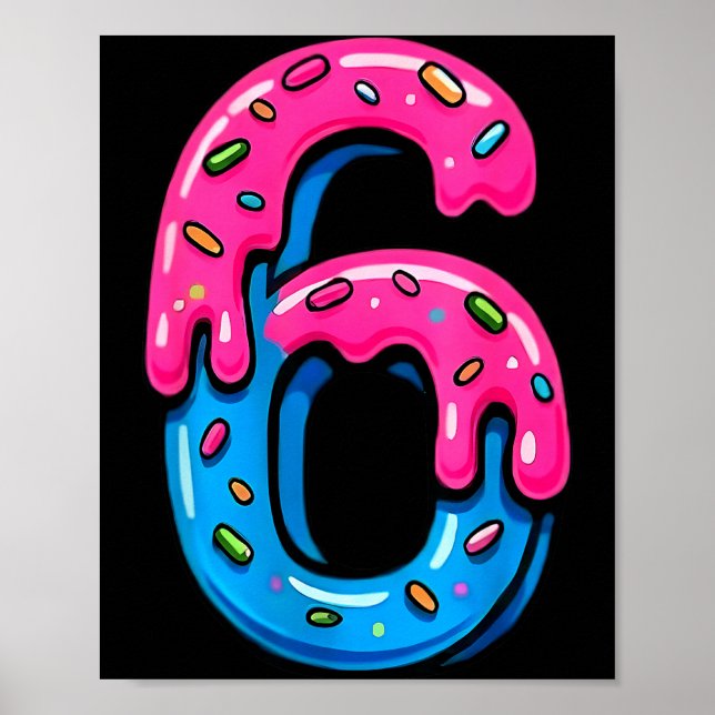 Cute Number 6 Ice Cream Drip 67 Meme Costume Coupl Poster (Front)