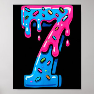 Cute Number 7 Ice Cream Drip 67 Meme Costume Coupl Poster