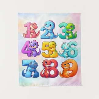 Cute Numbers Animals Maths Poster for Kids Tapestry