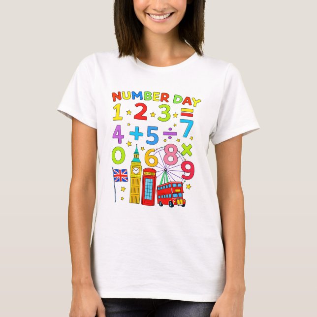 Cute Numbers Maths Learning Cartoon Tee For KidsUK (Front)