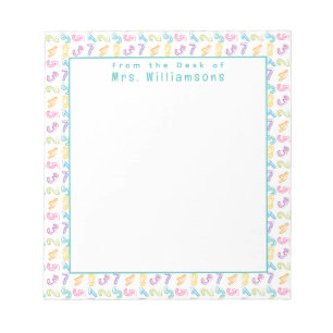 Cute Numbers Pattern - From the Desk of Teacher Notepad