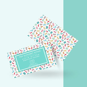Cute Numbers Pattern - Substitute Teacher / Tutor Business Card