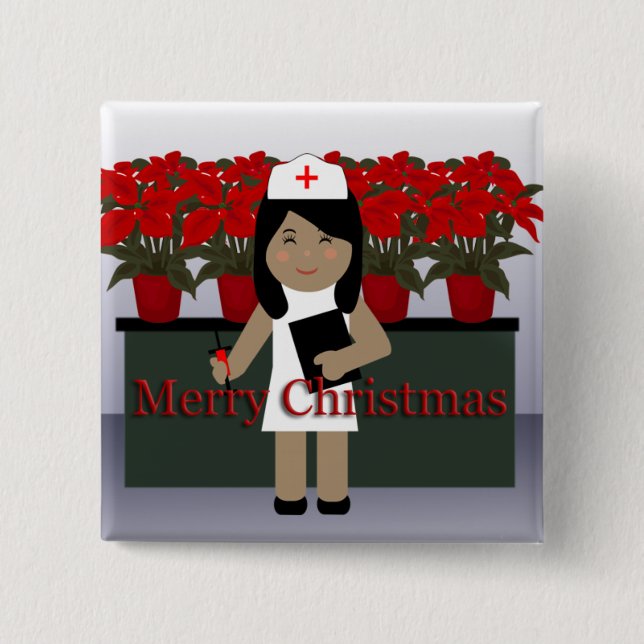 Cute Nurse 1 Christmas Button (Front)