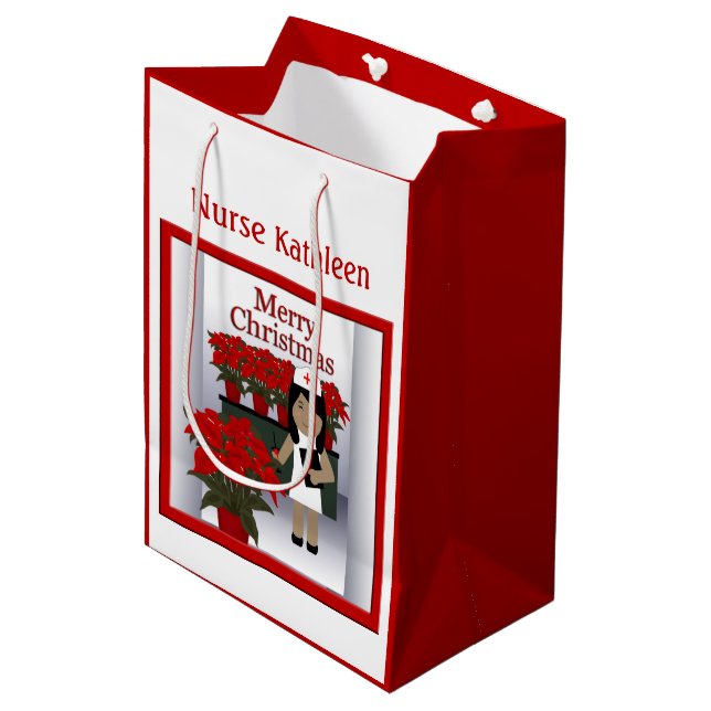 Cute Nurse 1 Med Christmas Gift Bag (Front Angled)