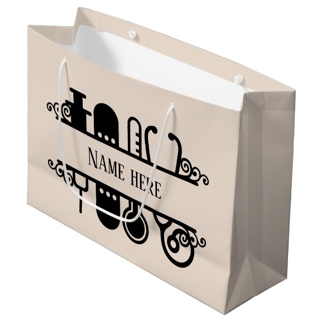 cute Nurse add name Large Gift Bag (Front Angled)
