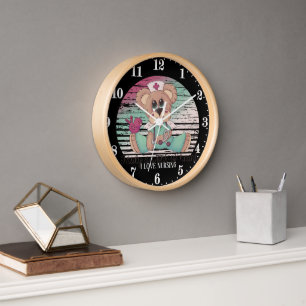 Cute Nurse bear love Nursing Clock
